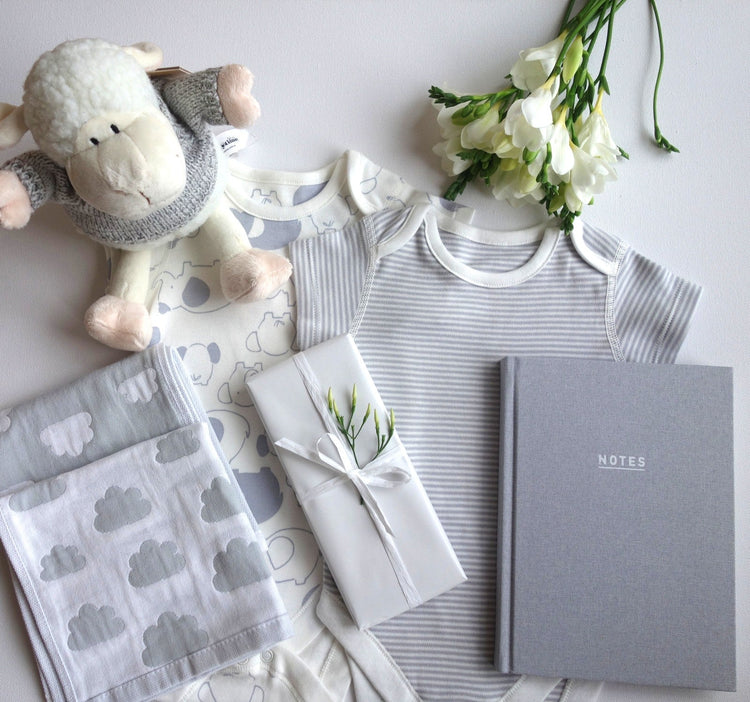 baby white gift hamper| Australian delivery| eco by design gifts hobart