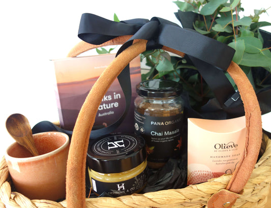 Moments in nature gift hamper filled with gourmet treats and eco-friendly products, perfect for nature lovers.